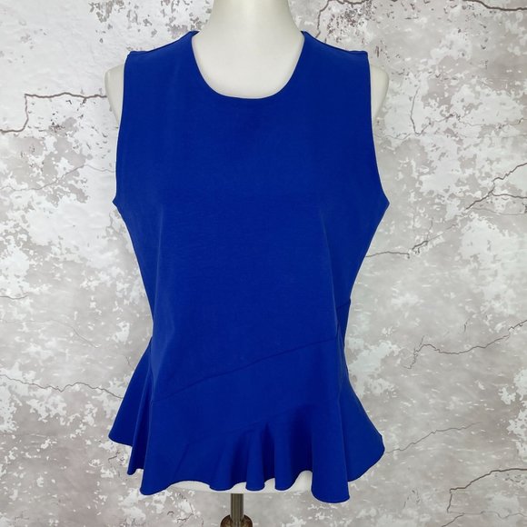 J. Crew Peplum Hem Knit Sleeveless Cobalt Blue Large Top NWT - Picture 1 of 6